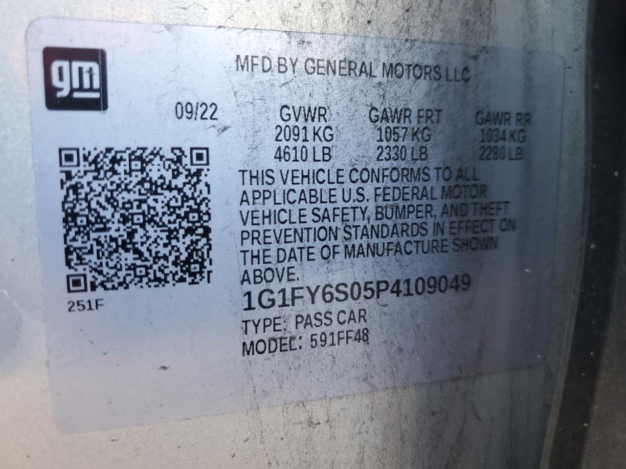 2023 Chevrolet Bolt Euv Lt VIN: 1G1FY6S05P4109049 Lot: 92393615