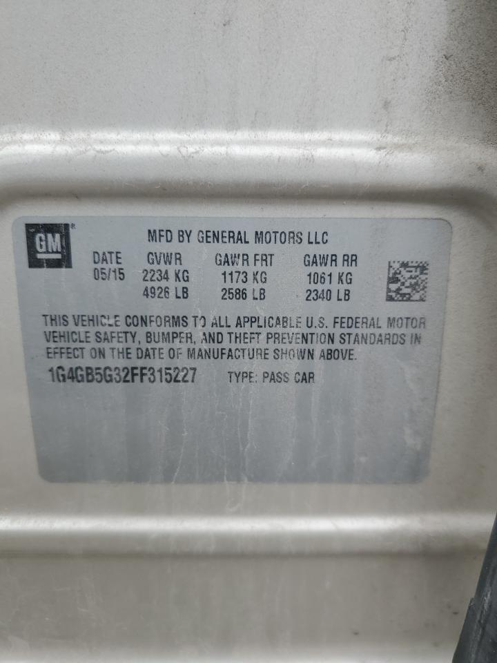 2015 Buick Lacrosse VIN: 1G4GB5G32FF315227 Lot: 91603595