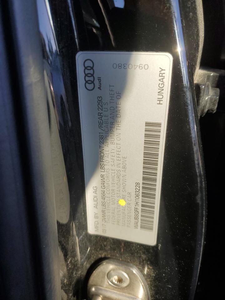 2017 Audi A3 Premium VIN: WAUB8GFF1H1063228 Lot: 92833835