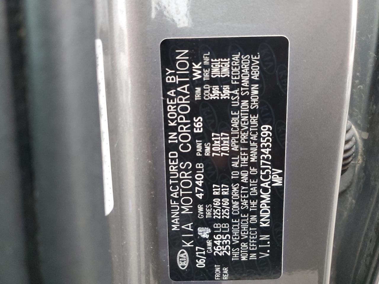 2018 Kia Sportage Lx VIN: KNDPMCAC5J7343599 Lot: 92481325