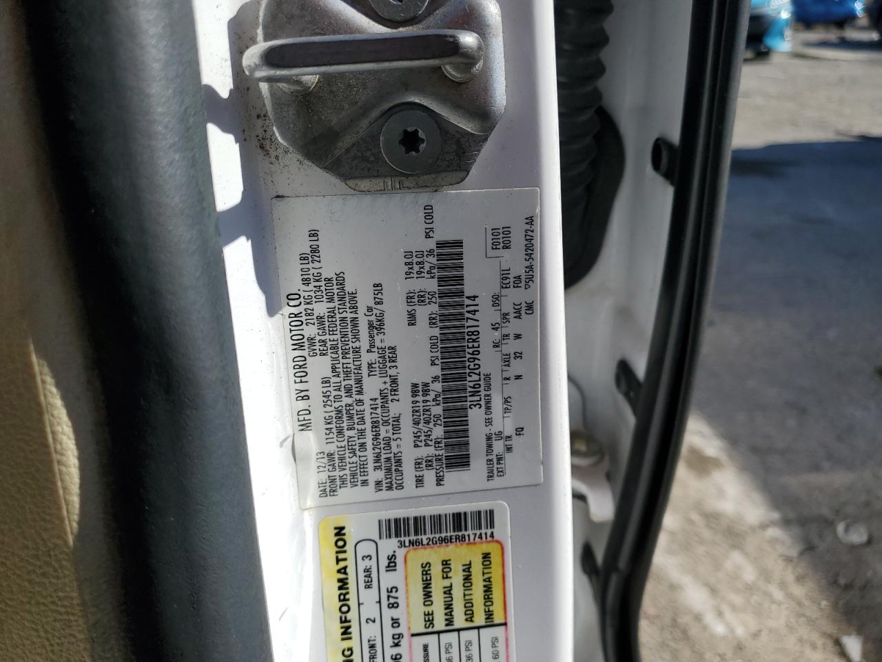 2014 Lincoln Mkz VIN: 3LN6L2G96ER817414 Lot: 91099585