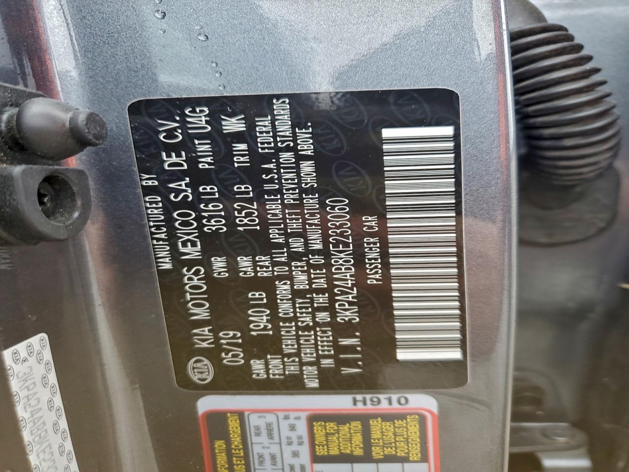 2019 Kia Rio S VIN: 3KPA24AB8KE233060 Lot: 93416955