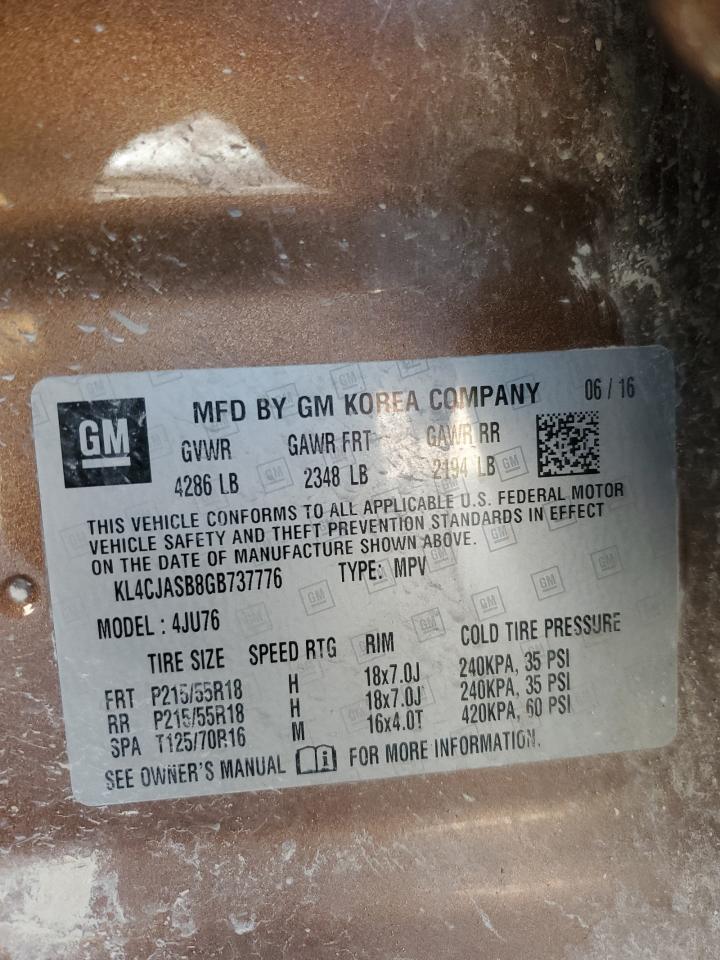 2016 Buick Encore VIN: KL4CJASB8GB737776 Lot: 90656575