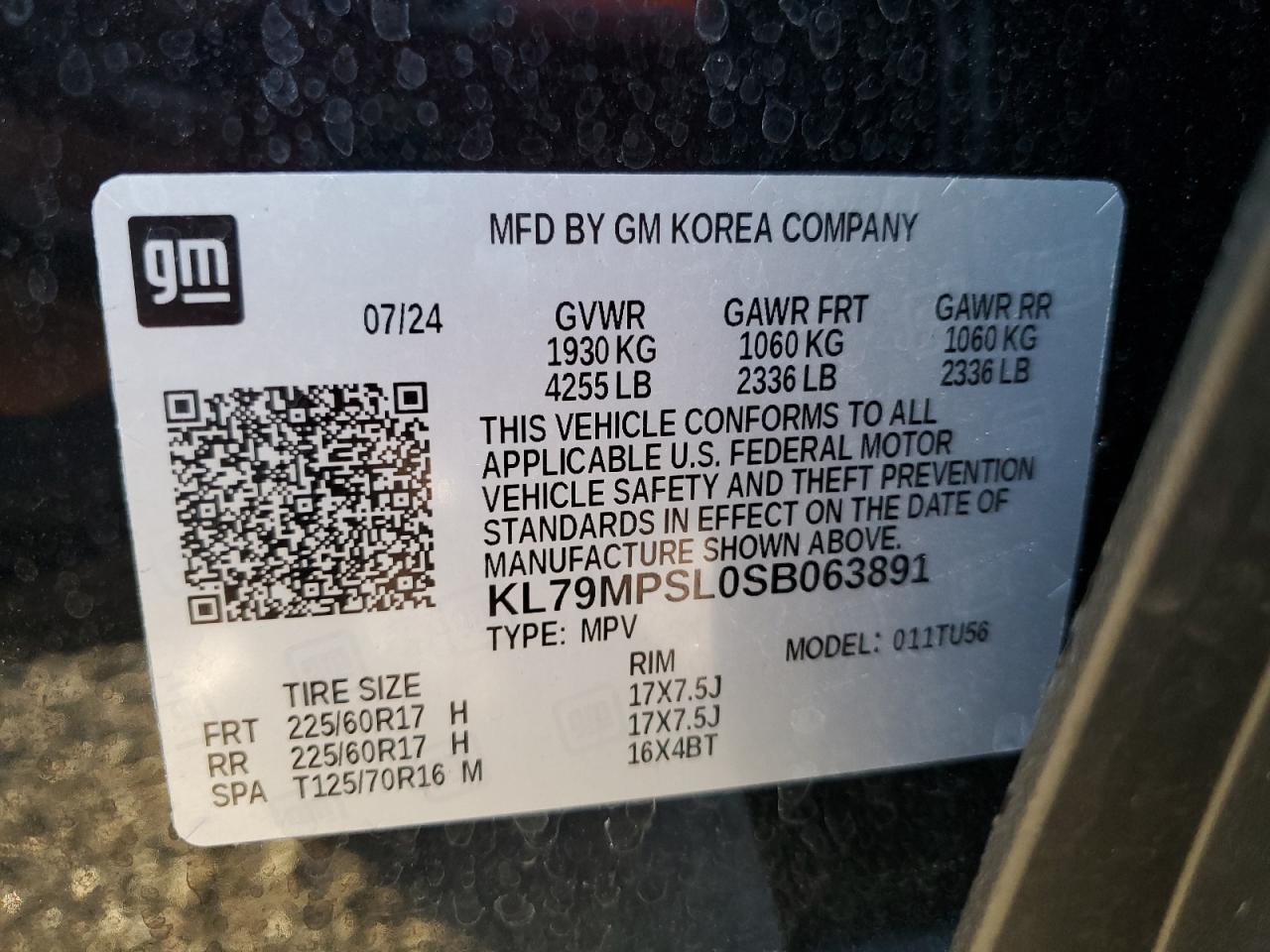 2025 Chevrolet Trailblazer Lt VIN: KL79MPSL0SB063891 Lot: 93636435