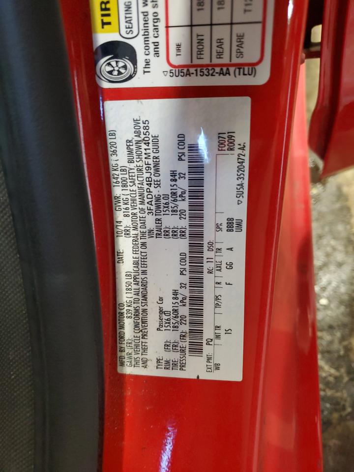 2015 Ford Fiesta Se VIN: 3FADP4BJ9FM140585 Lot: 93734125