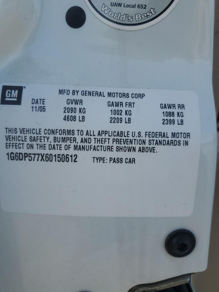 2006 Cadillac Cts Hi Feature V6 VIN: 1G6DP577X60150612 Lot: 91600245