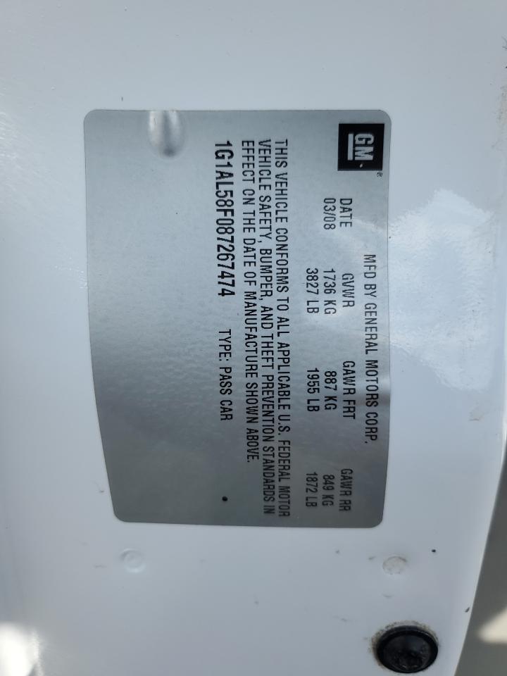 2008 Chevrolet Cobalt Lt VIN: 1G1AL58F087267474 Lot: 91804355