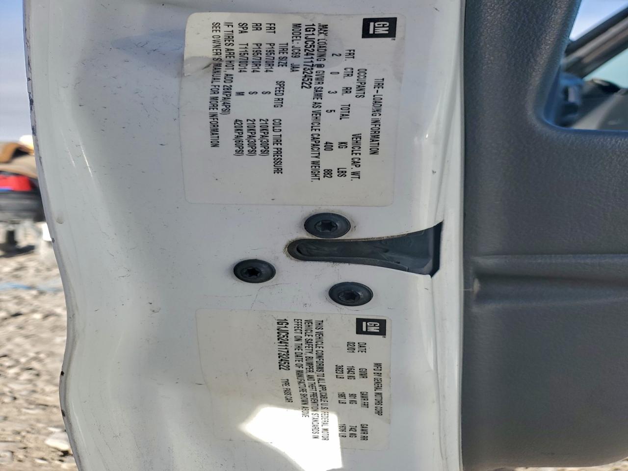 2001 Chevrolet Cavalier Base VIN: 1G1JC524117324522 Lot: 94381635