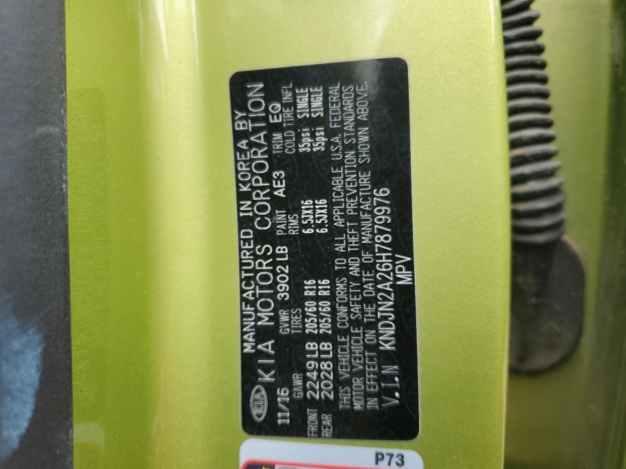 2017 Kia Soul VIN: KNDJN2A26H7879976 Lot: 91108415