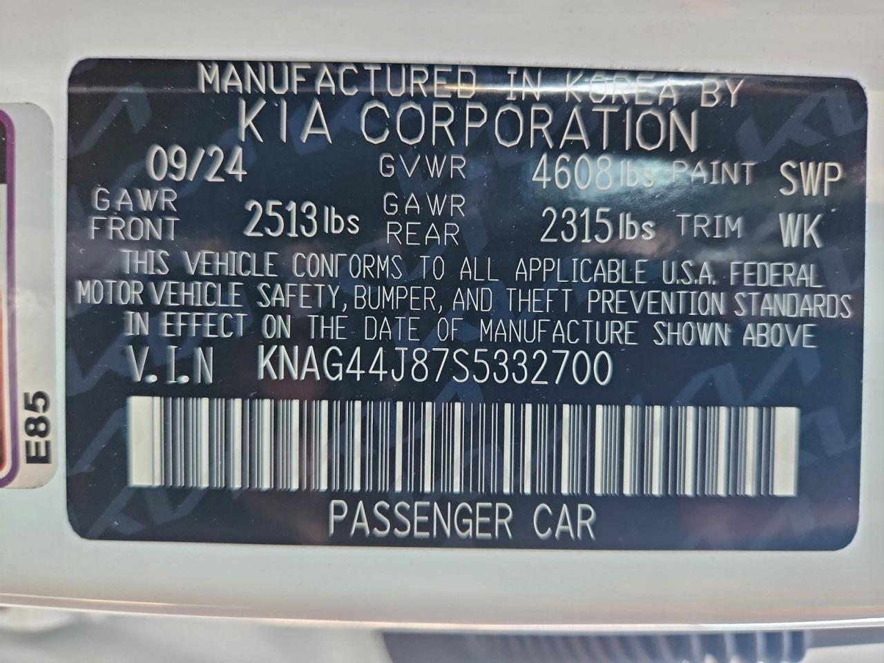 2025 Kia K5 Gt VIN: KNAG44J87S5332700 Lot: 94353945