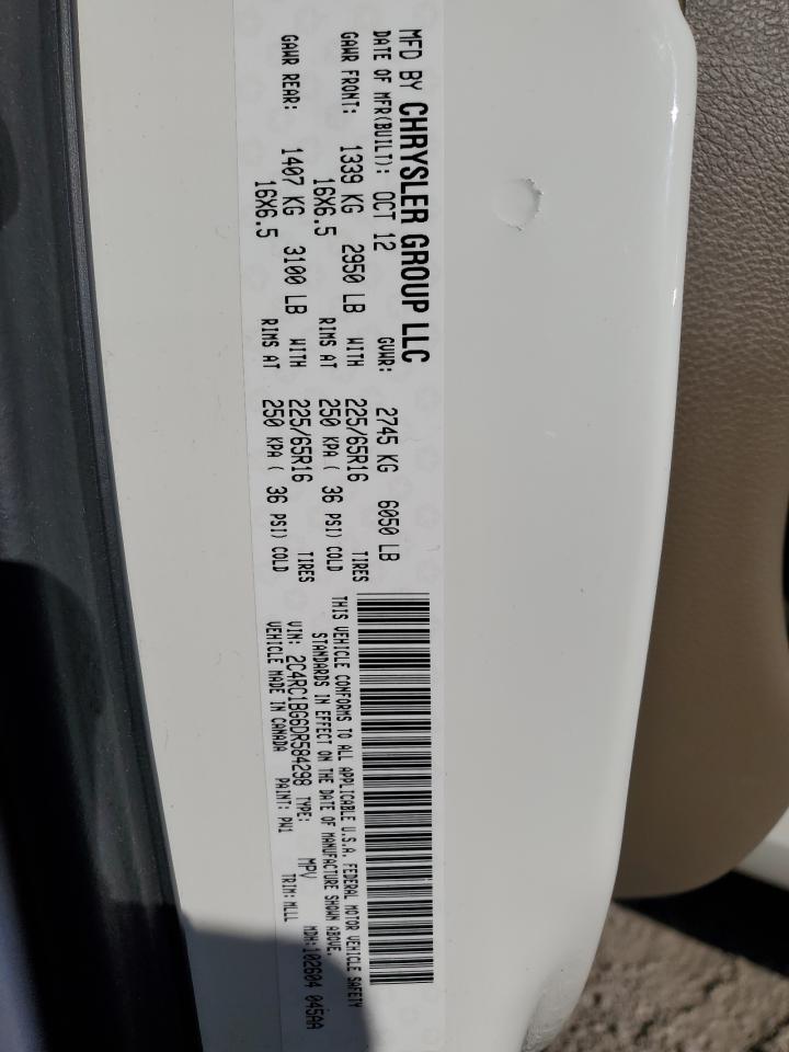 2013 Chrysler Town & Country Touring VIN: 2C4RC1BG6DR584298 Lot: 92478595