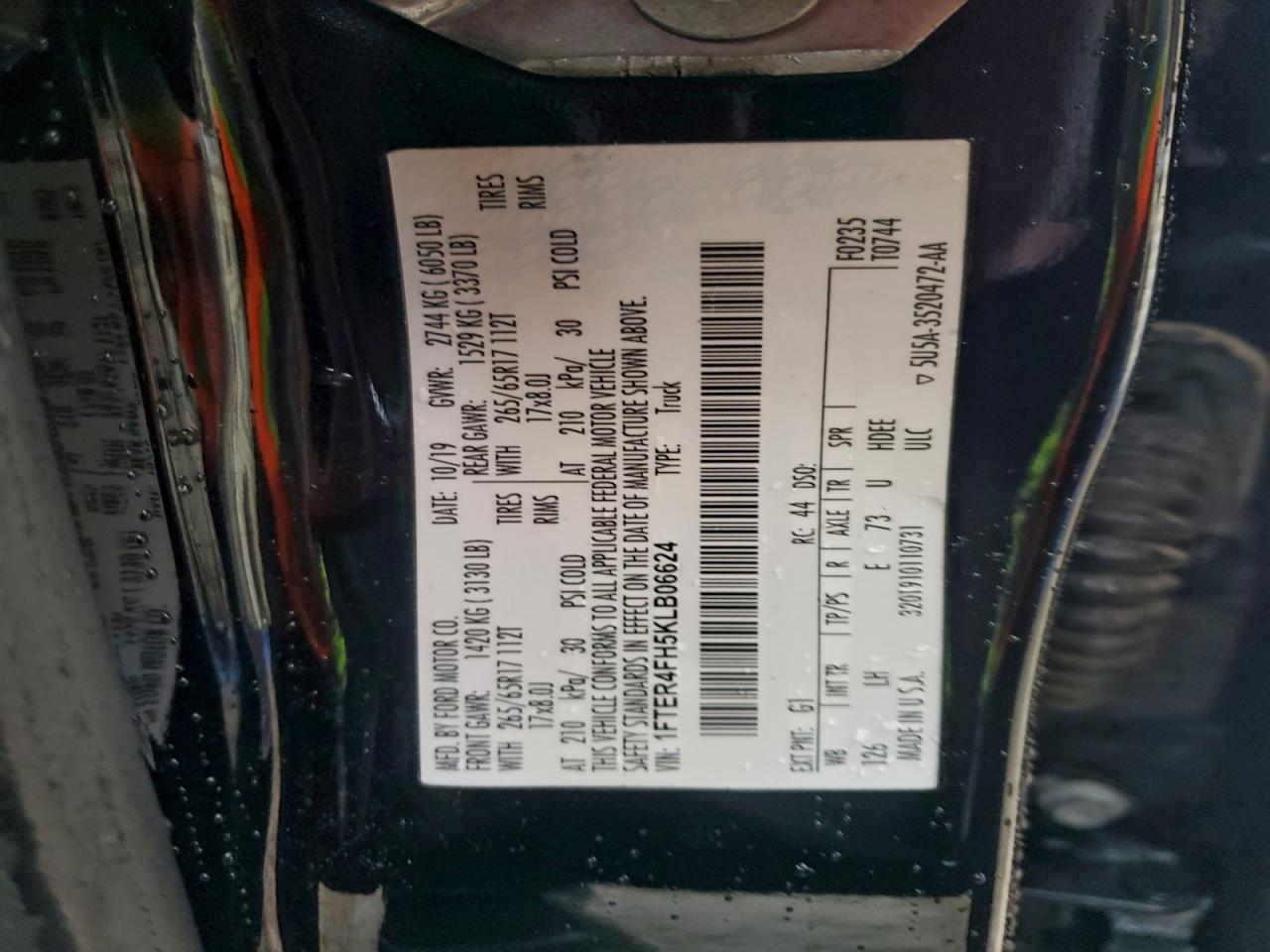 2019 Ford Ranger Xl VIN: 1FTER4FH5KLB06624 Lot: 94188345