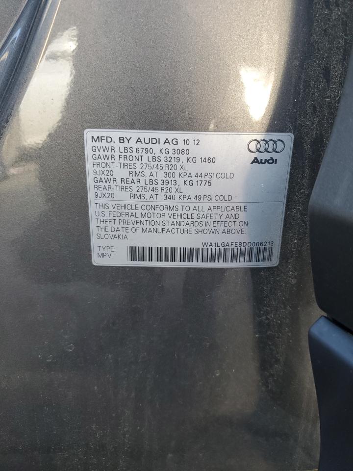 2013 Audi Q7 Premium Plus VIN: WA1LGAFE8DD006218 Lot: 91805695