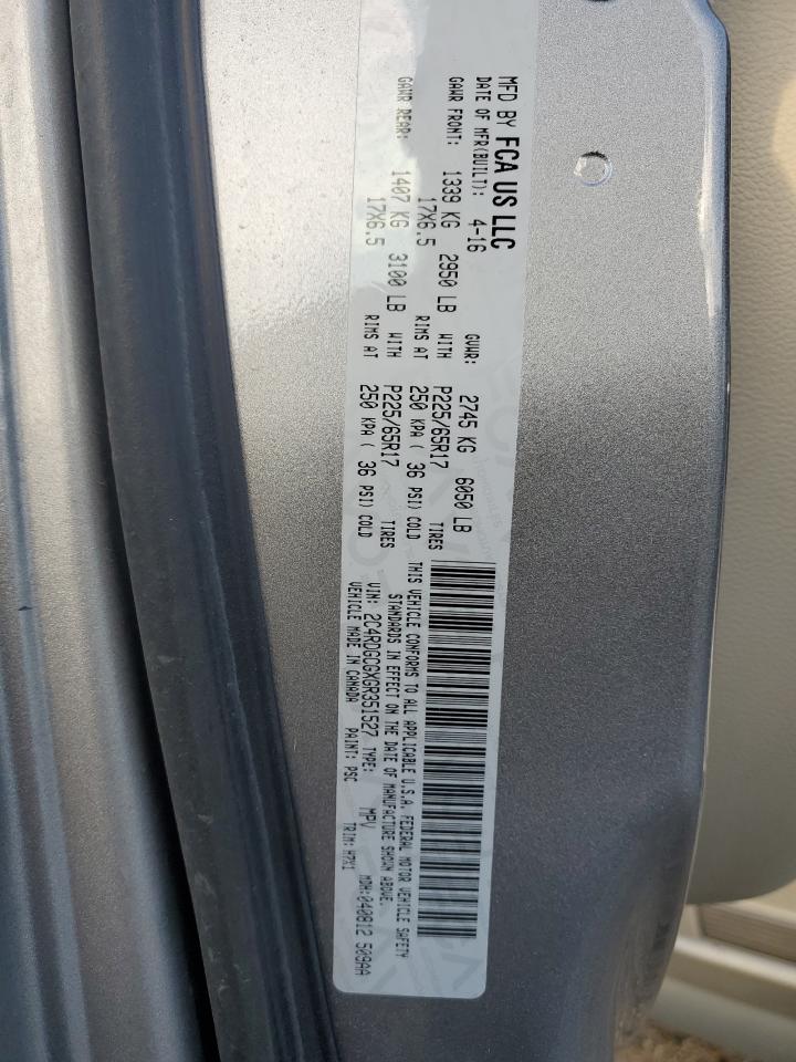 2016 Dodge Grand Caravan Sxt VIN: 2C4RDGCGXGR351527 Lot: 91435635