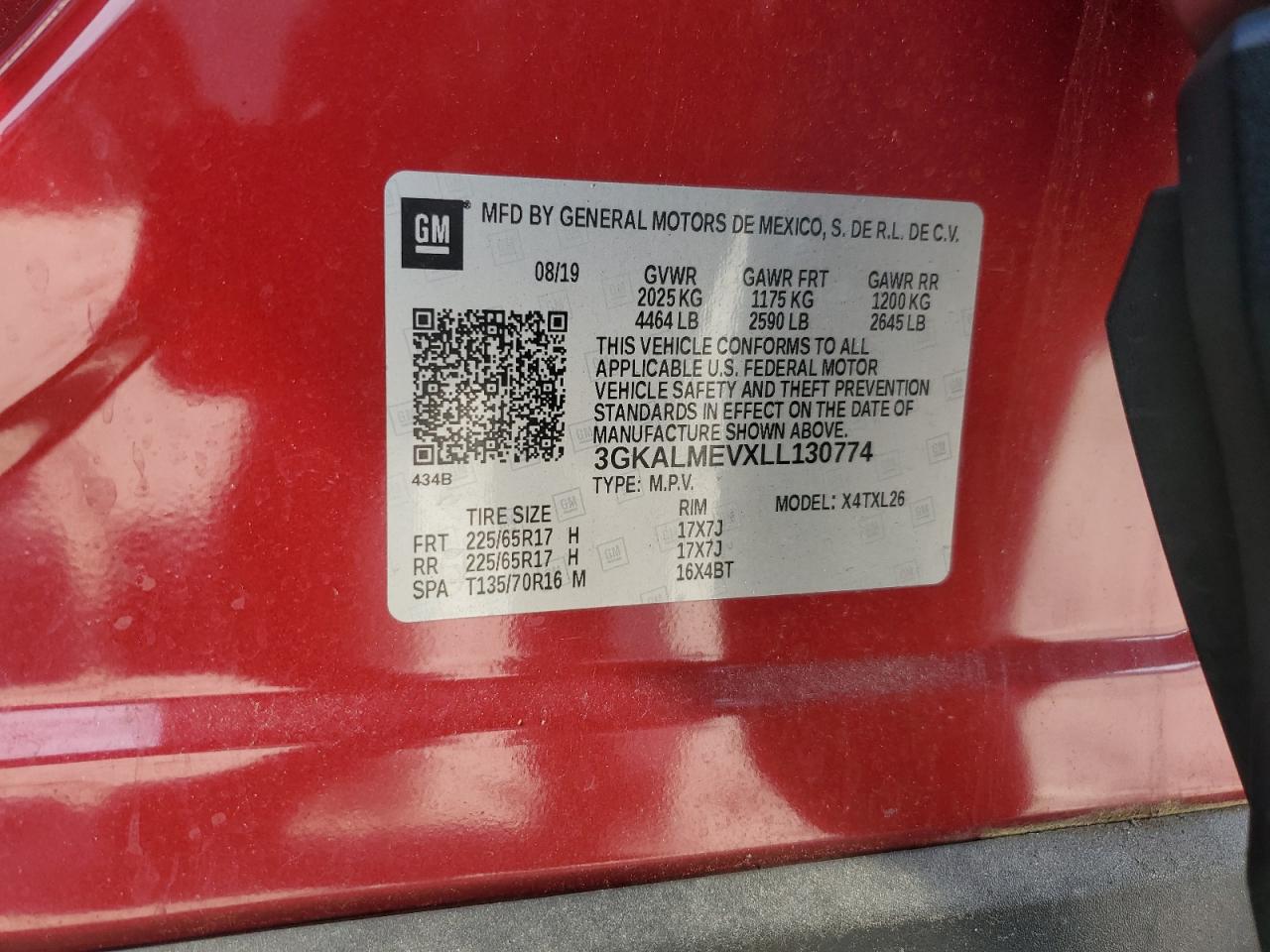 2020 GMC Terrain Sle VIN: 3GKALMEVXLL130774 Lot: 92583285