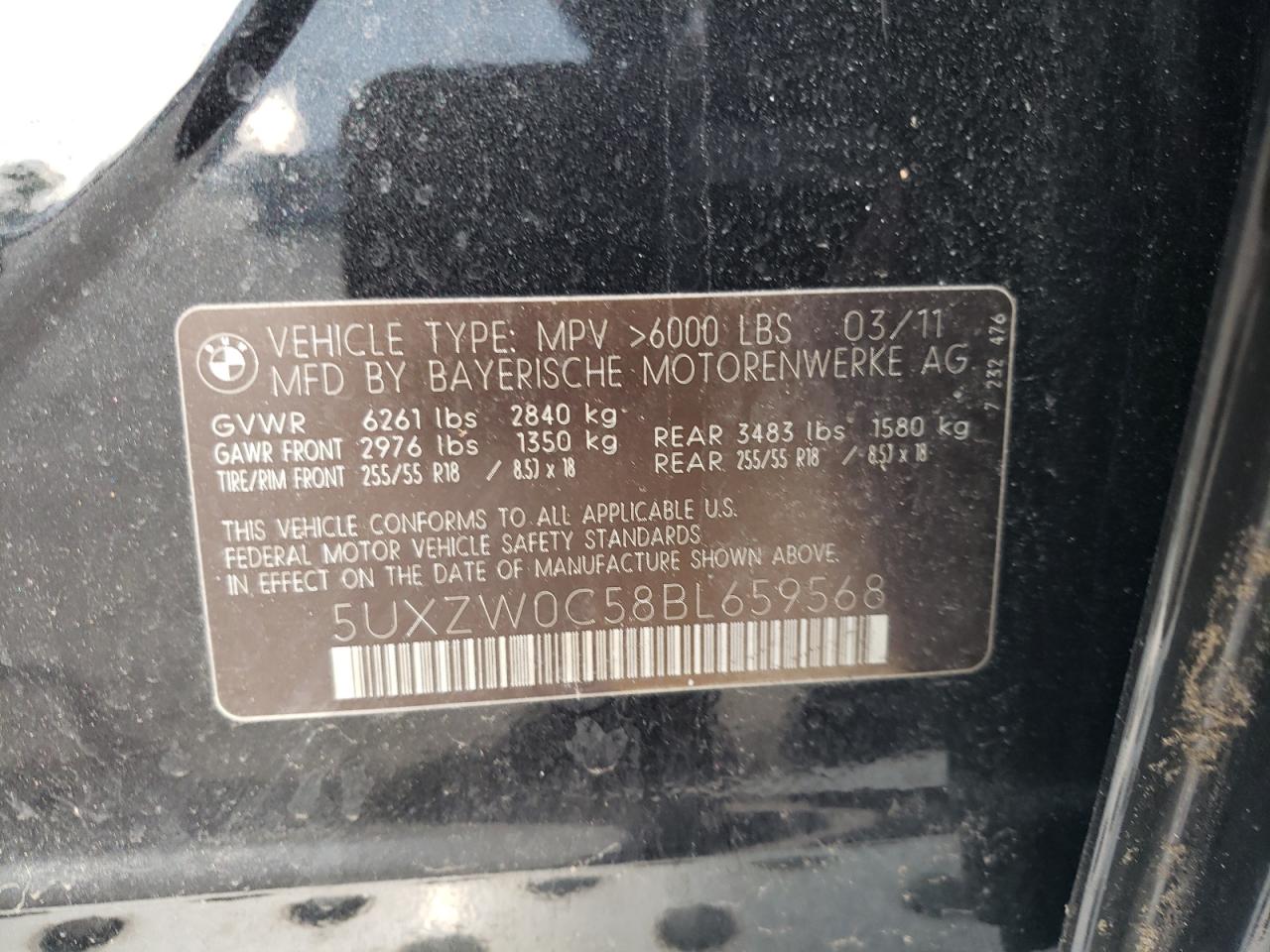 2011 BMW X5 xDrive35D VIN: 5UXZW0C58BL659568 Lot: 92431605