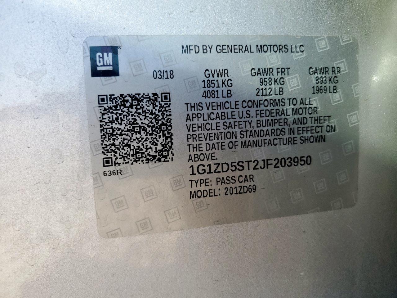 2018 Chevrolet Malibu Lt VIN: 1G1ZD5ST2JF203950 Lot: 92331485