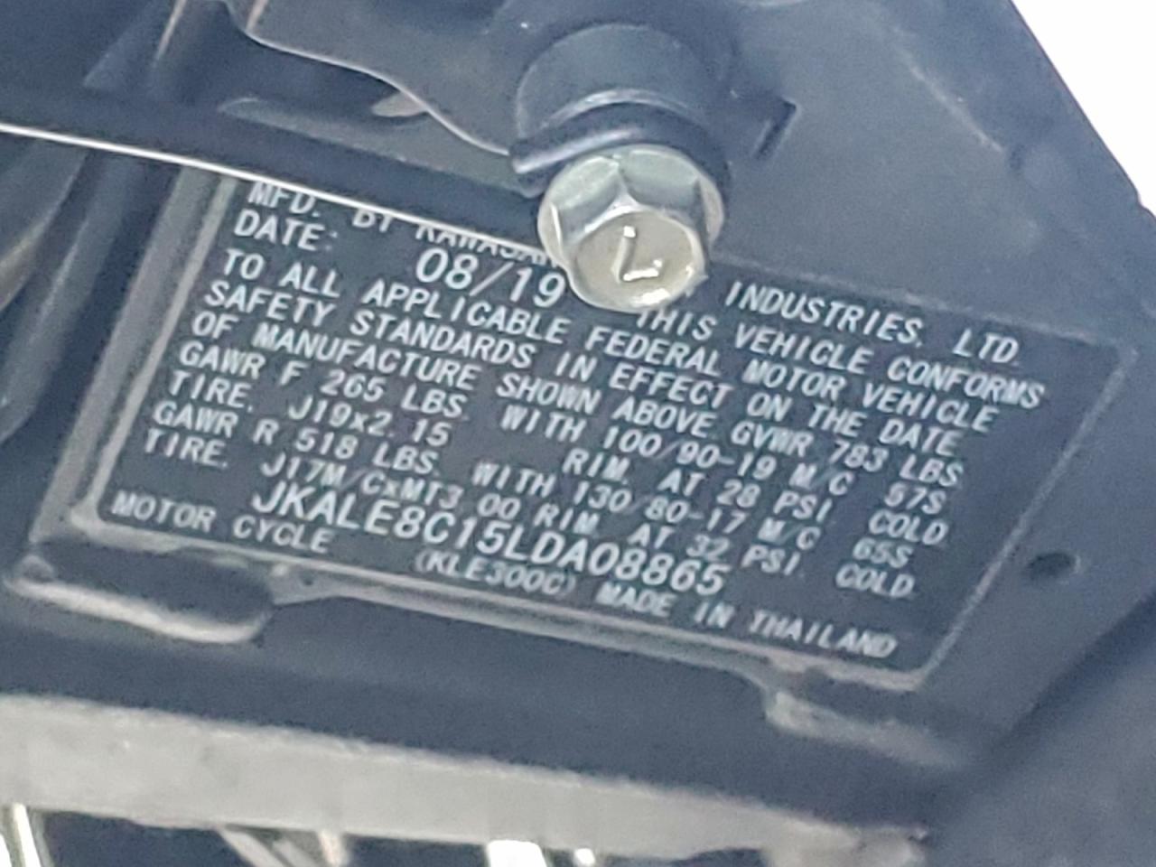 2020 Kawasaki Kle300 C VIN: JKALE8C15LDA08865 Lot: 94168305