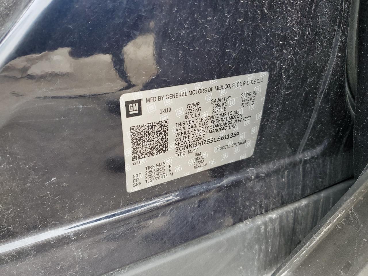 2020 Chevrolet Blazer 2Lt VIN: 3GNKBHRS5LS611359 Lot: 91803985