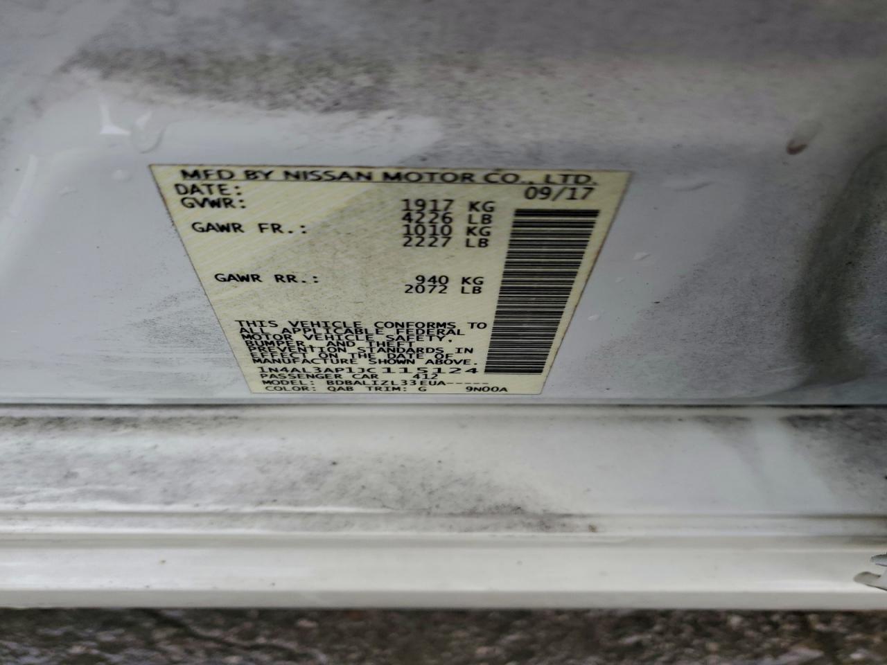 2018 Nissan Altima 2.5 VIN: 1N4AL3AP1JC115124 Lot: 94318295