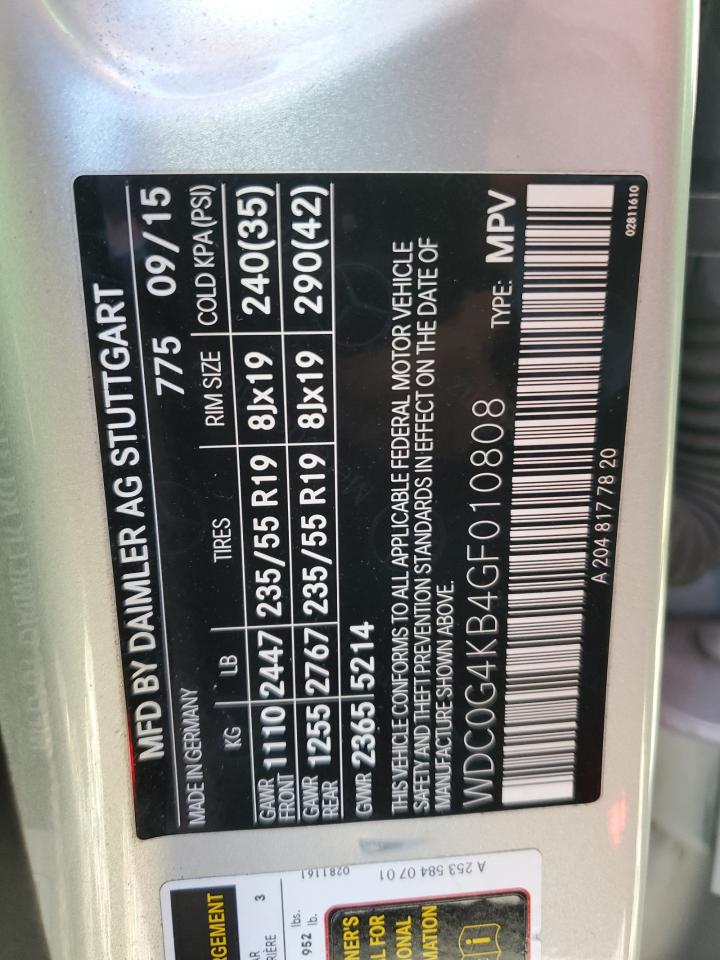 2016 Mercedes-Benz Glc 300 4Matic VIN: WDC0G4KB4GF010808 Lot: 90429495