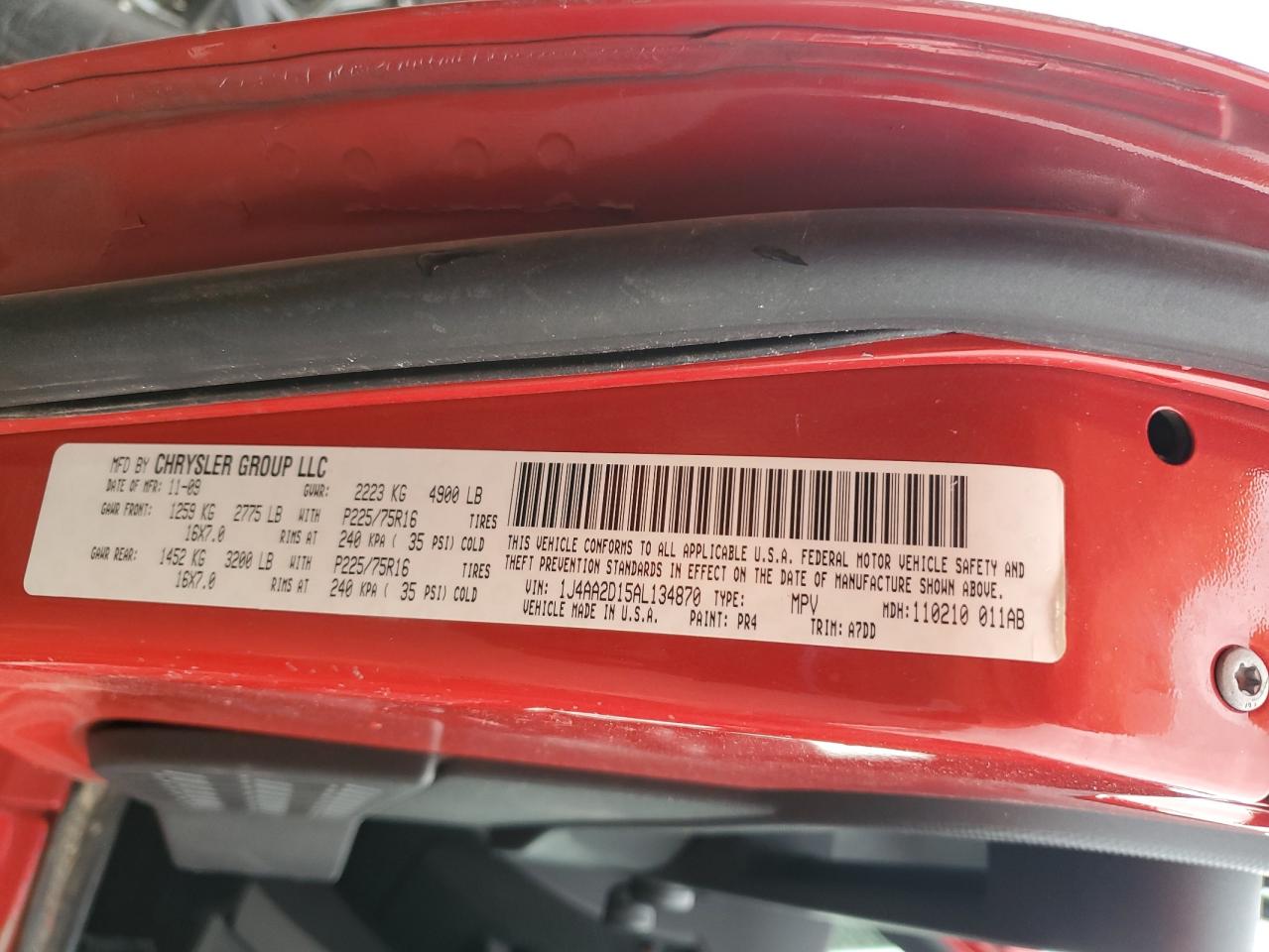 2010 Jeep Wrangler Sport VIN: 1J4AA2D15AL134870 Lot: 91895985