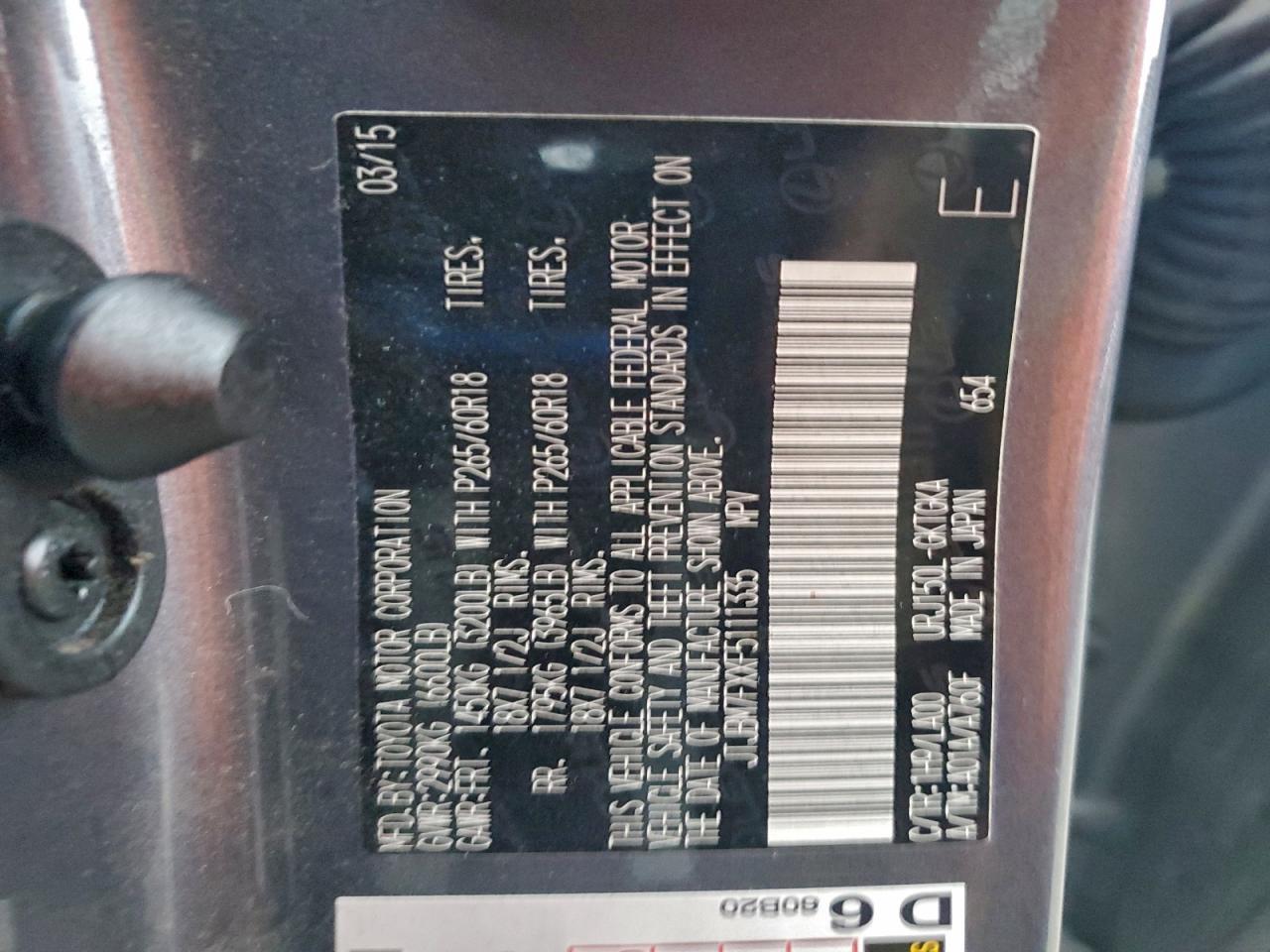 2015 Lexus Gx 460 VIN: JTJBM7FXXF5111335 Lot: 94161305