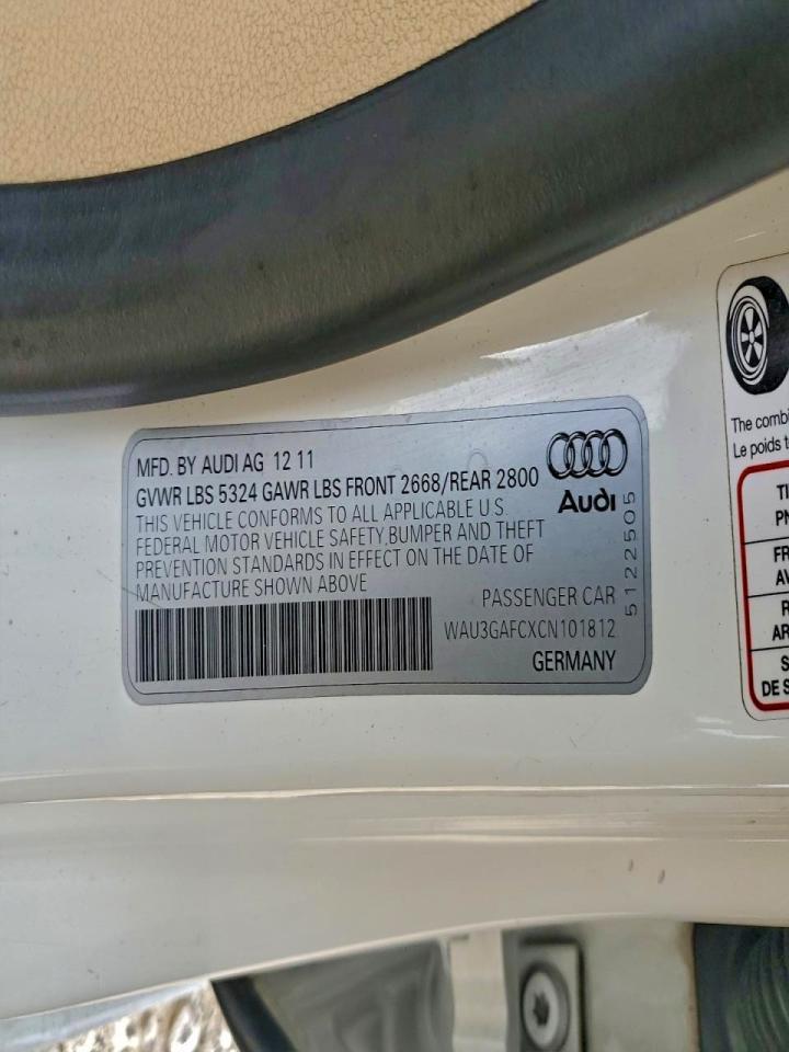 2012 Audi A7 Prestige VIN: WAU3GAFCXCN101812 Lot: 94235265