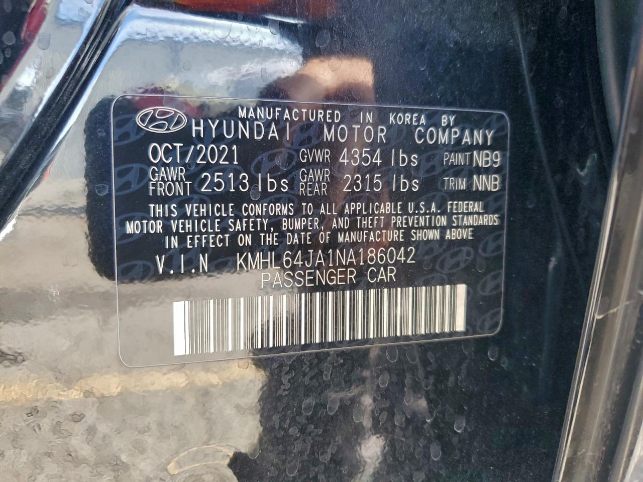 2022 Hyundai Sonata Sel VIN: KMHL64JA1NA186042 Lot: 94306595