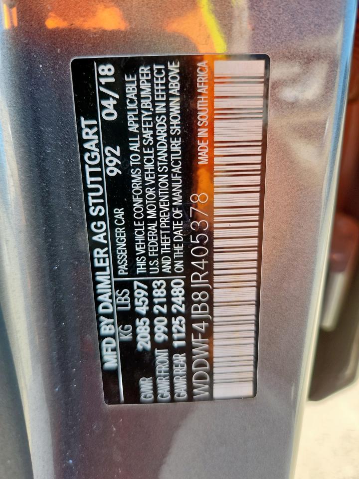 2018 Mercedes-Benz C 300 VIN: WDDWF4JB8JR405378 Lot: 90810905