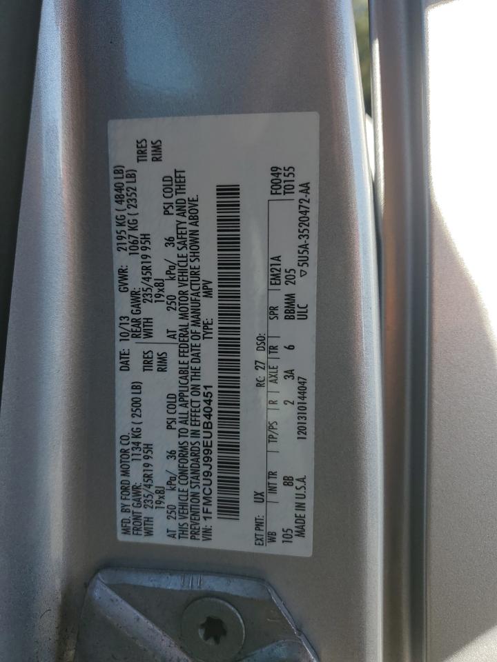 2014 Ford Escape Titanium VIN: 1FMCU9J99EUB40451 Lot: 92896505