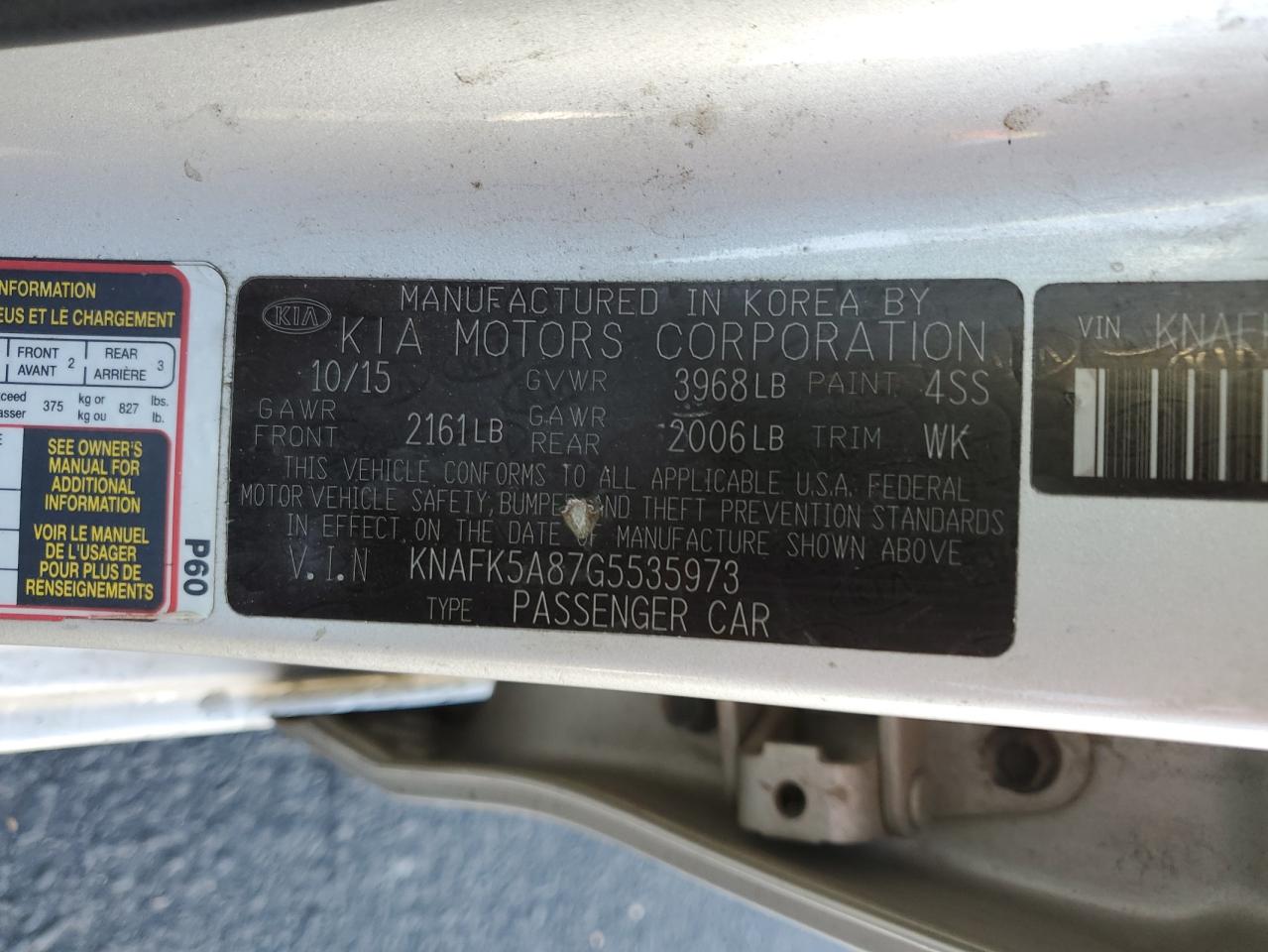 2016 Kia Forte Lx VIN: KNAFK5A87G5535973 Lot: 91449845