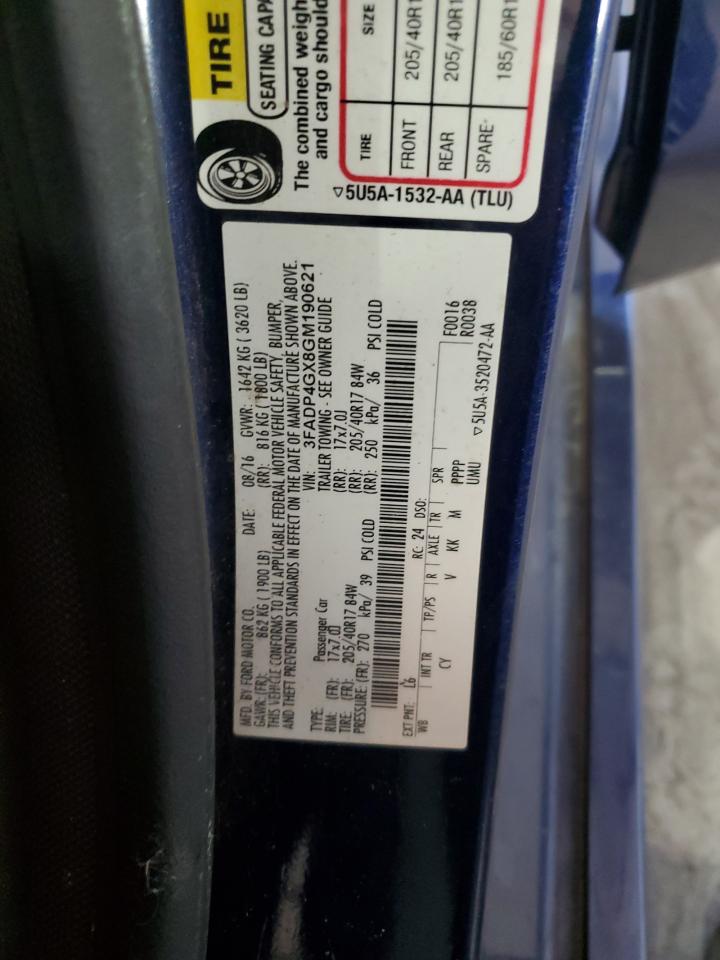 2016 Ford Fiesta St VIN: 3FADP4GX8GM190621 Lot: 92575705