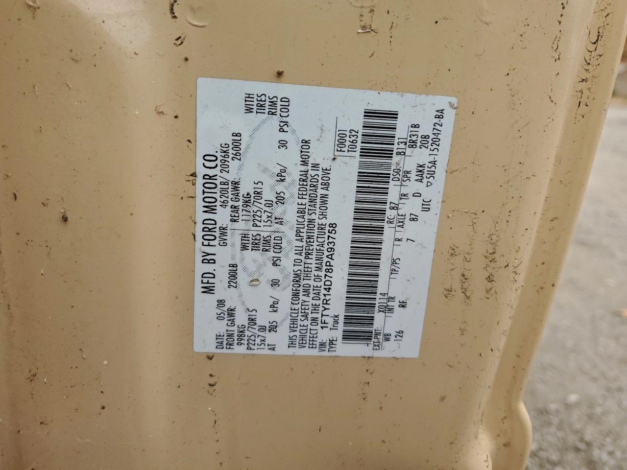 2000 Ford Ranger Super Cab VIN: 1FTYR14D78PA93758 Lot: 93656535