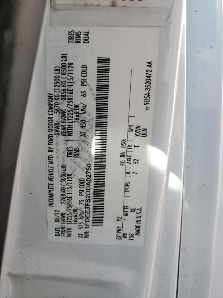 2013 Ford Econoline E350 Super Duty Cutaway Van VIN: 1FDEE3FS2DDA02750 Lot: 90652925