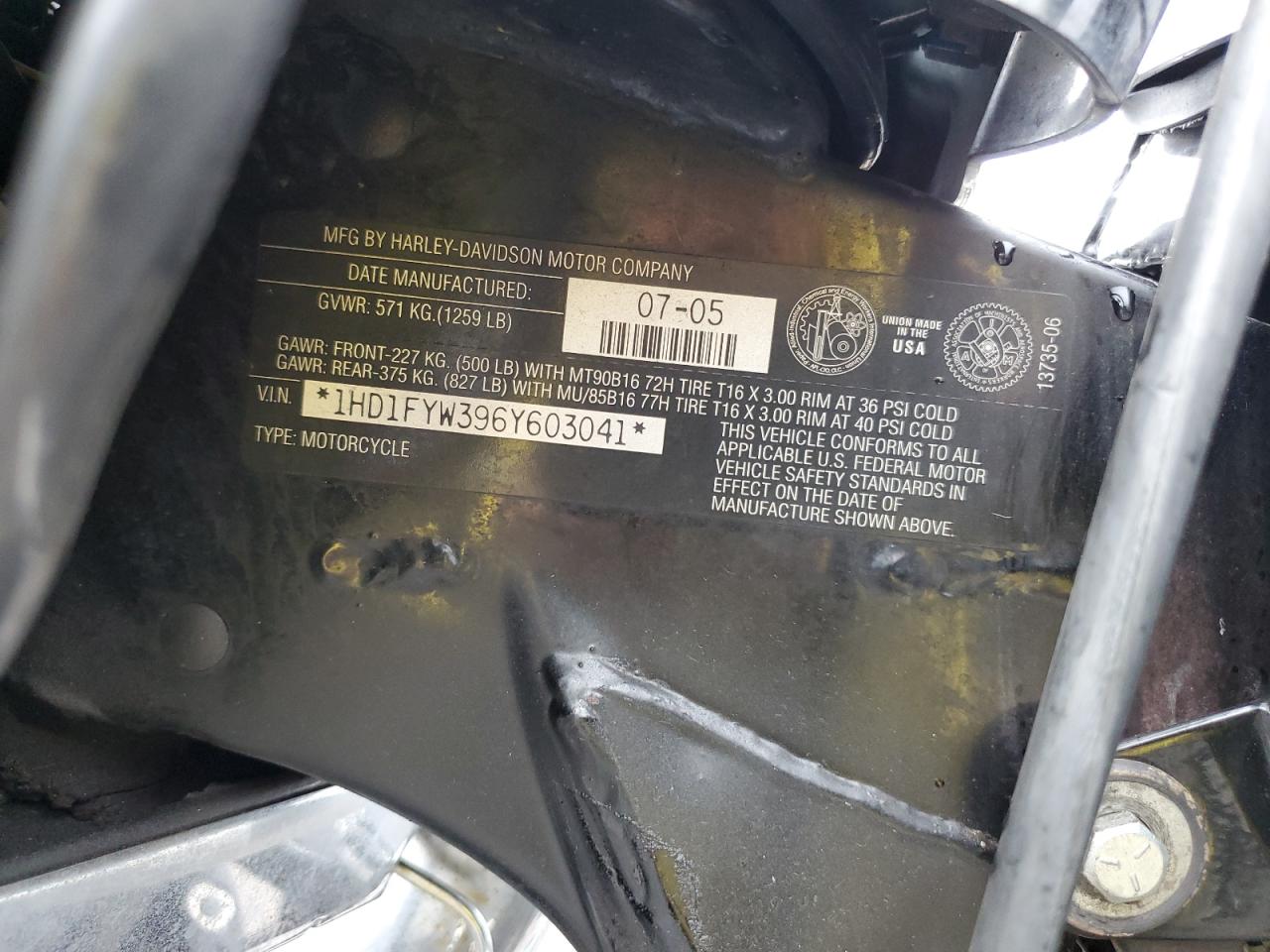 2006 Harley-Davidson Flhrsi VIN: 1HD1FYW396Y603041 Lot: 92688695