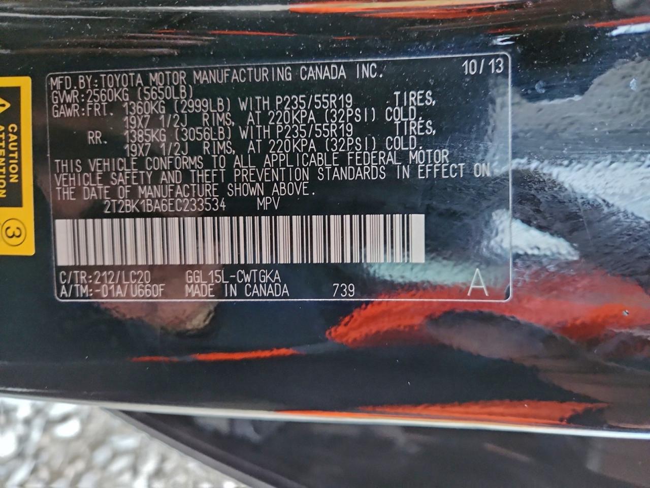 2014 Lexus Rx 350 Base VIN: 2T2BK1BA6EC233534 Lot: 93075605