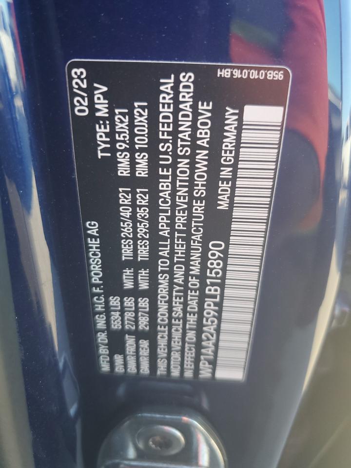 2023 Porsche Macan Base VIN: WP1AA2A59PLB15890 Lot: 93567815