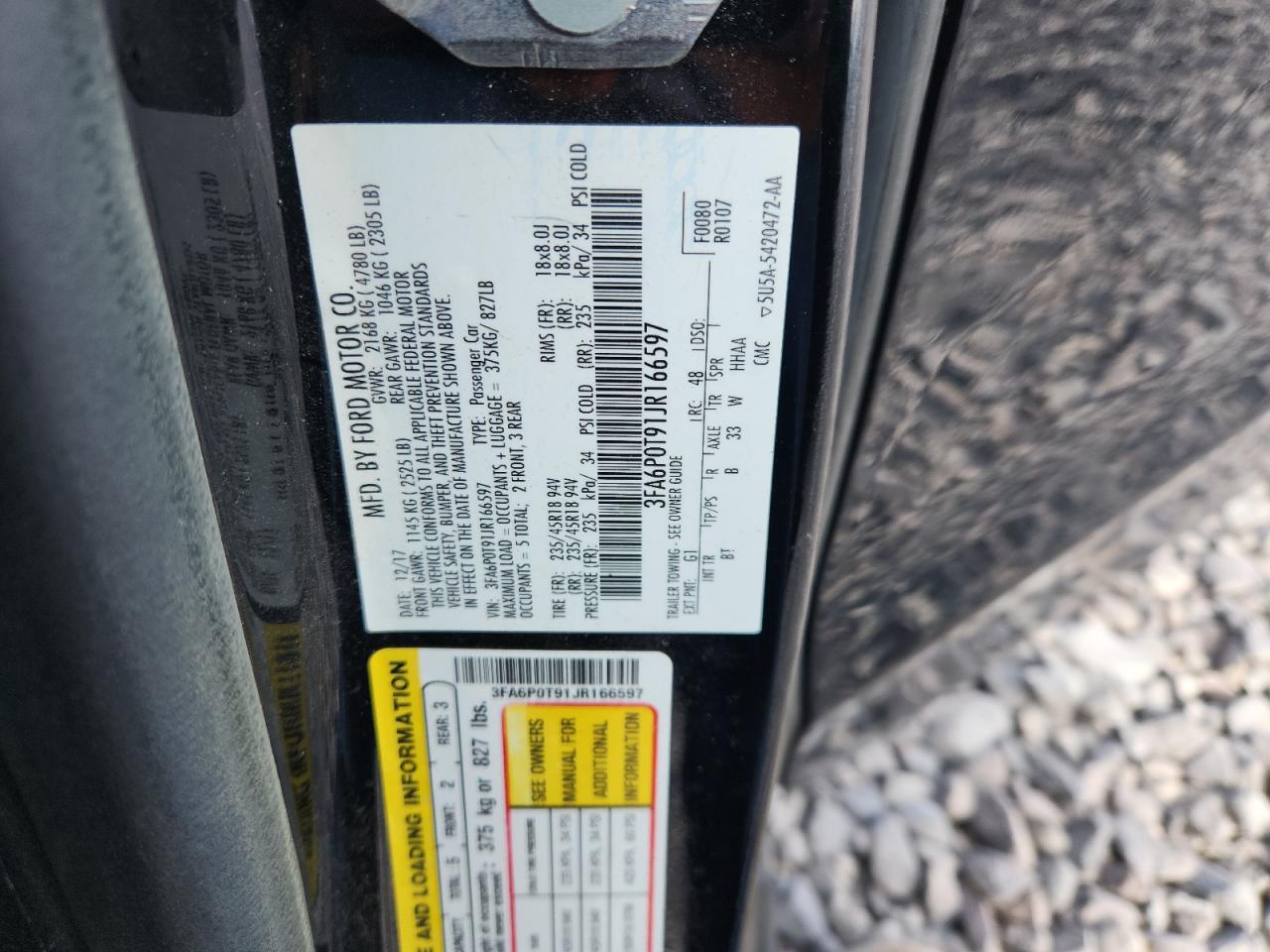 2018 Ford Fusion Se VIN: 3FA6P0T91JR166597 Lot: 90750365