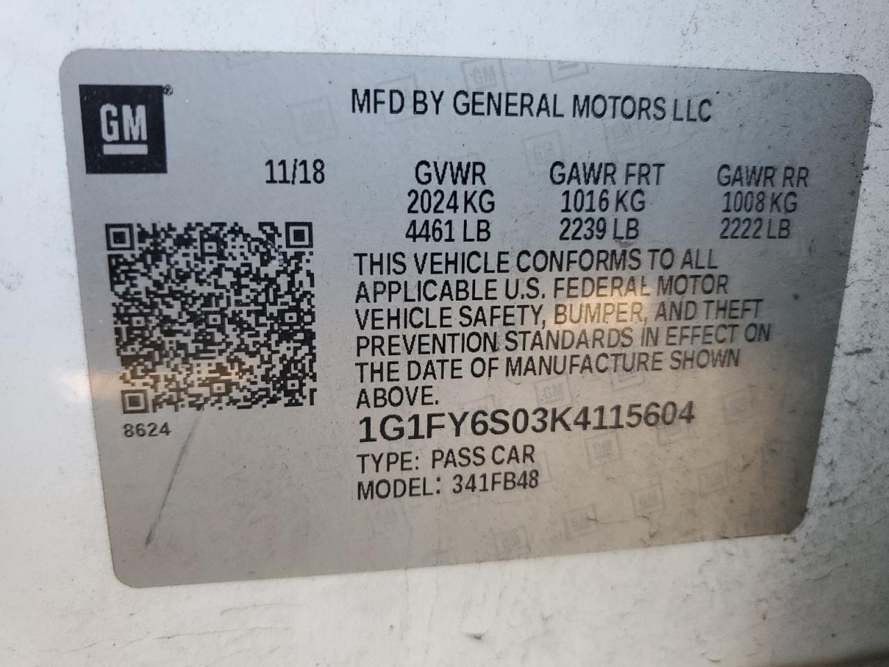 2019 Chevrolet Bolt Ev Lt VIN: 1G1FY6S03K4115604 Lot: 92488445