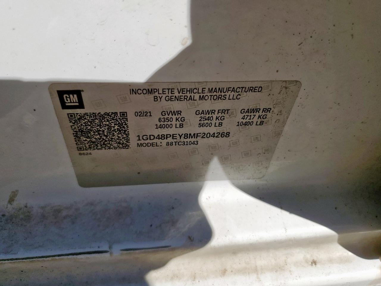 2021 GMC Sierra Flatbed Truck VIN: 1GD48PEY8MF204268 Lot: 90376465