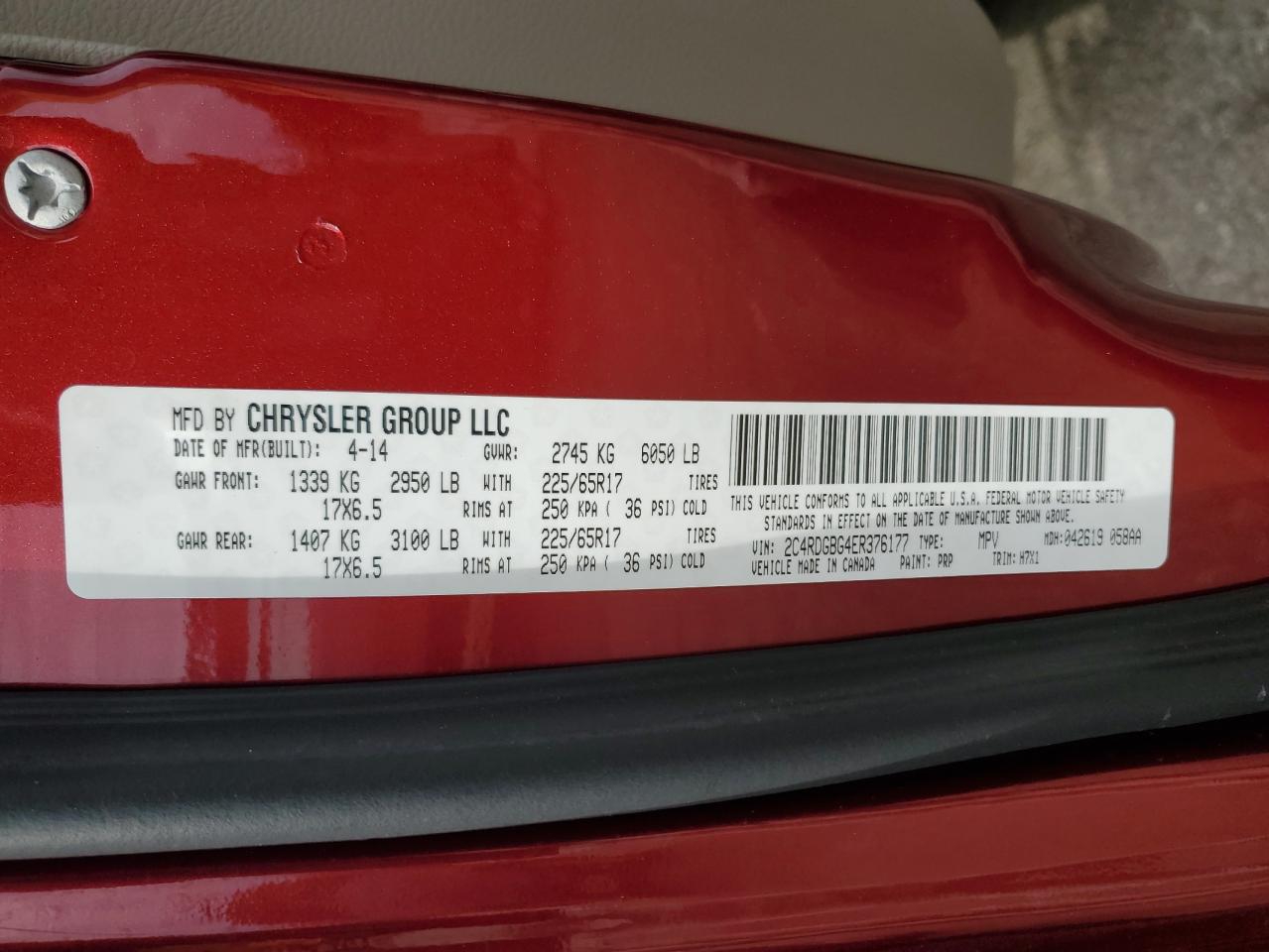 2014 Dodge Grand Caravan Se VIN: 2C4RDGBG4ER376177 Lot: 91708555