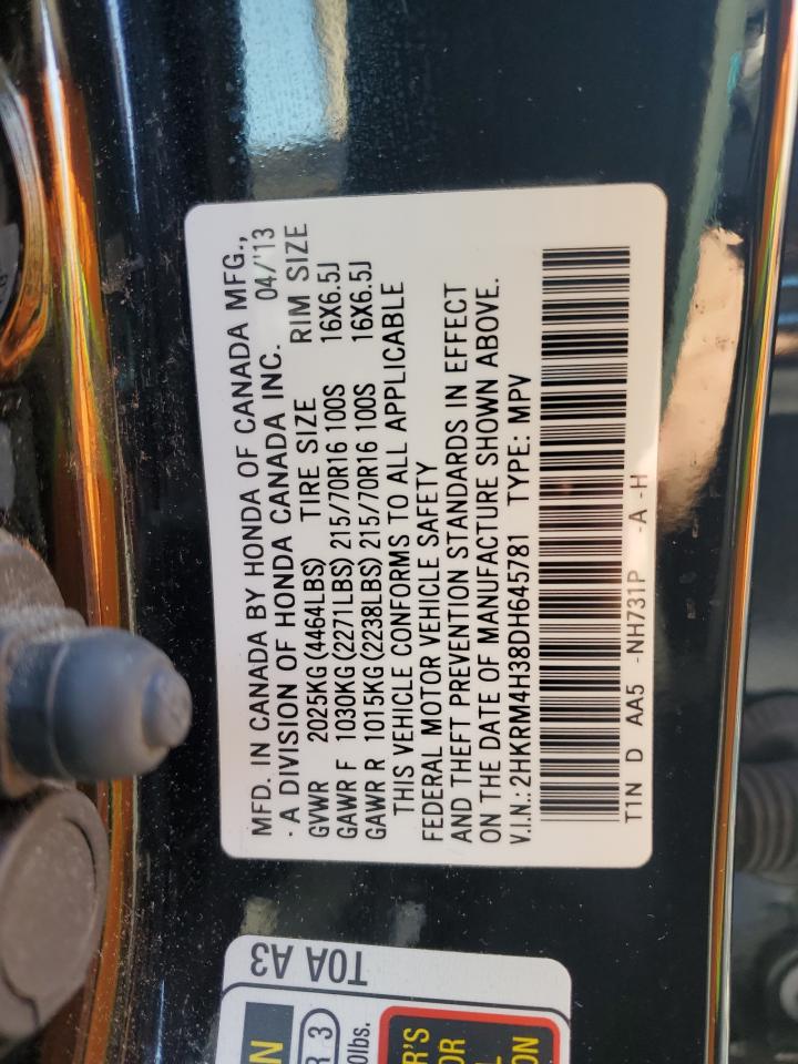 2013 Honda Cr-V Lx VIN: 2HKRM4H38DH645781 Lot: 93149295