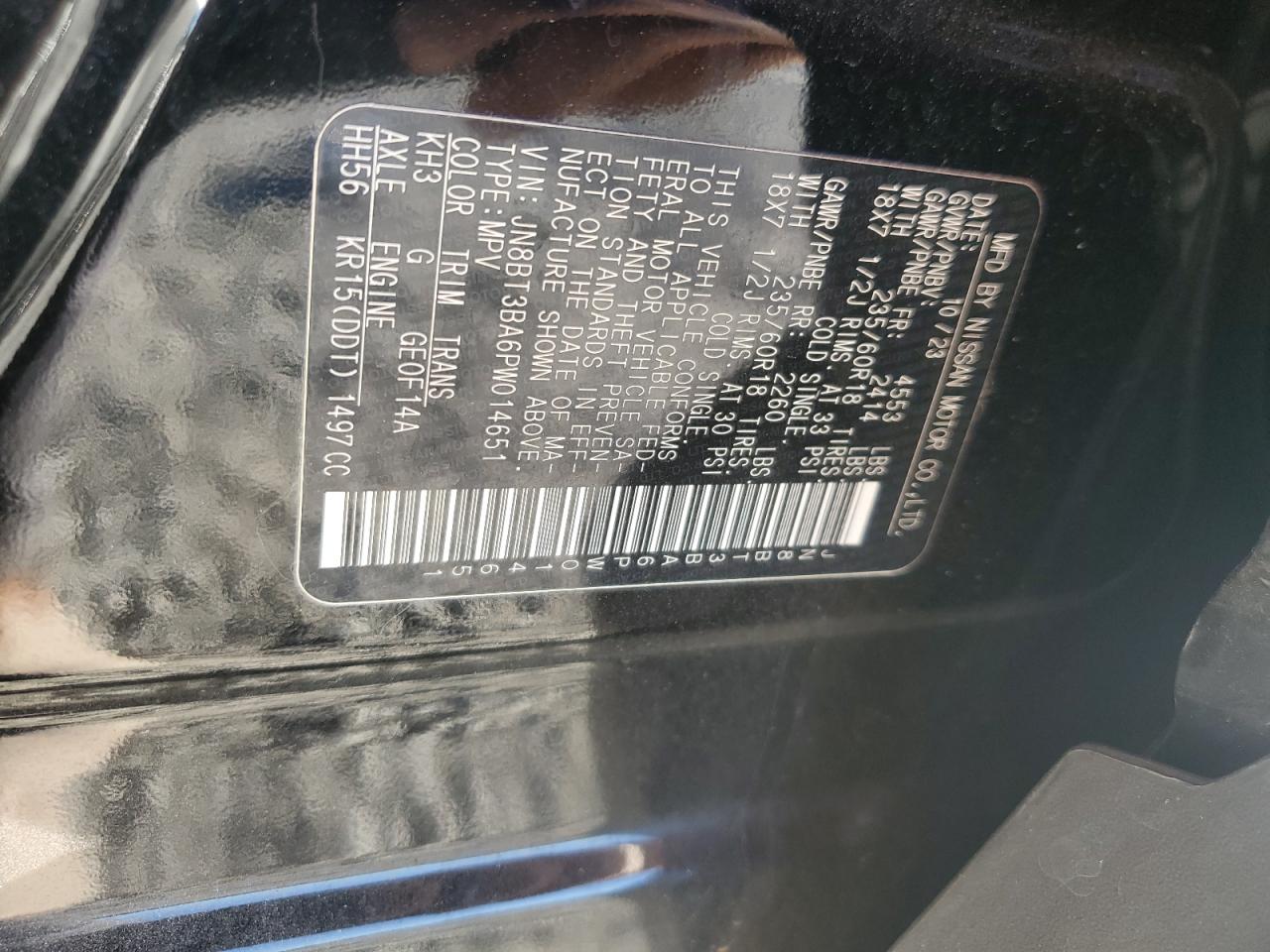 2023 Nissan Rogue Sv VIN: JN8BT3BA6PW014651 Lot: 90445965