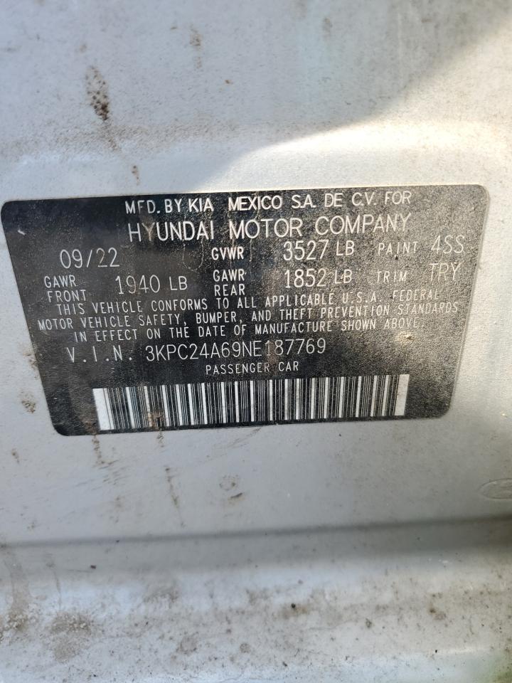 2022 Hyundai Accent Se VIN: 3KPC24A69NE187769 Lot: 91141465