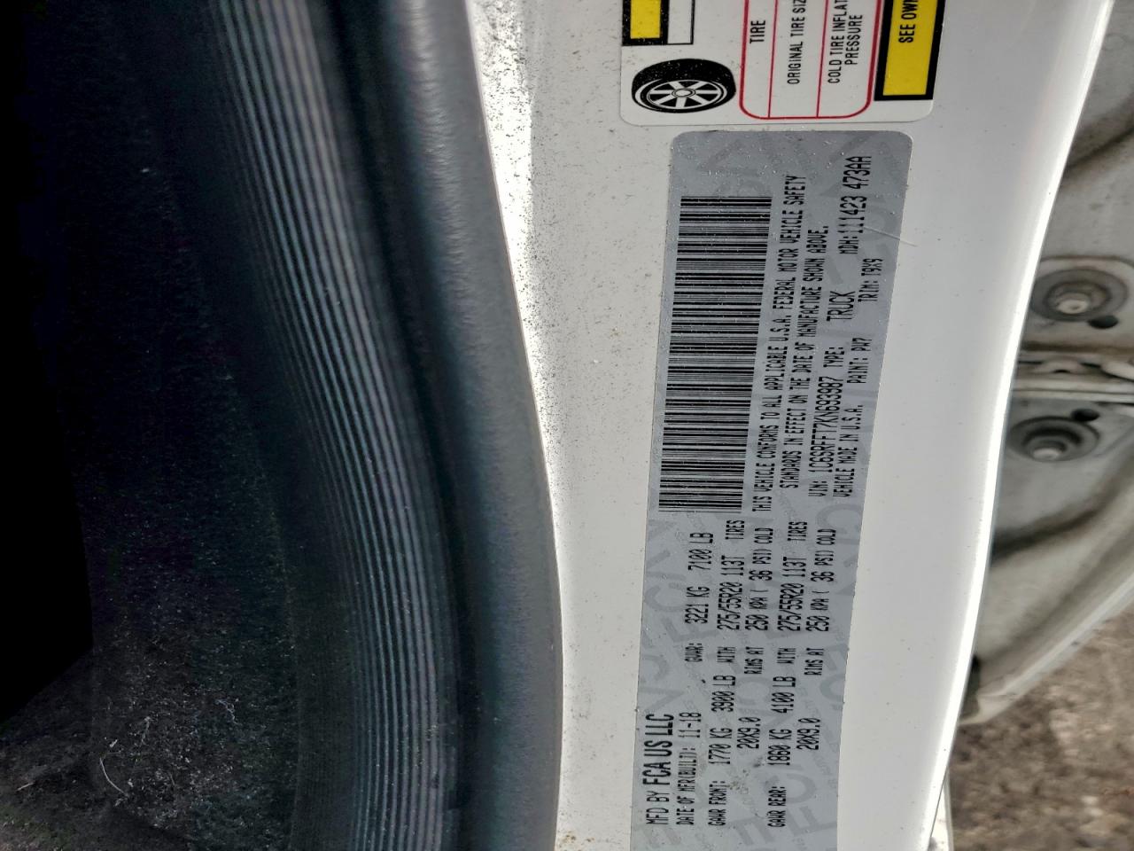 2019 Ram 1500 Big Horn/Lone Star VIN: 1C6SRFFT7KN693987 Lot: 93985105