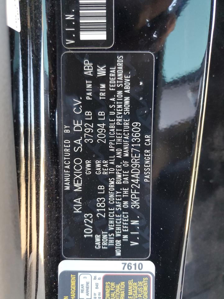 2024 Kia Forte Lx VIN: 3KPF24AD9RE713609 Lot: 92038045