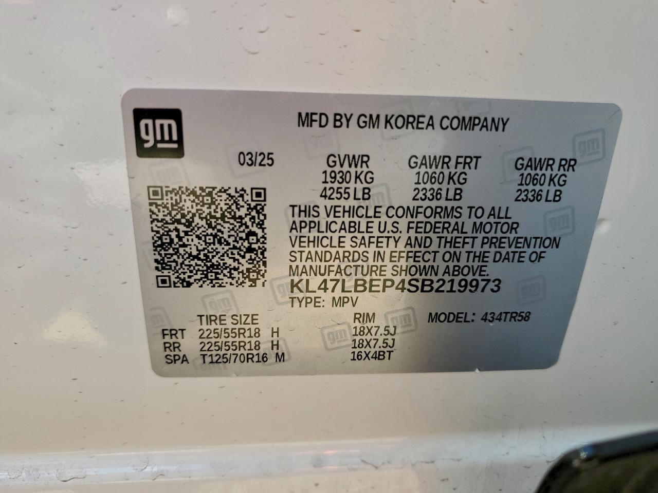 2025 Buick Envista Sport Touring VIN: KL47LBEP4SB219973 Lot: 94092125