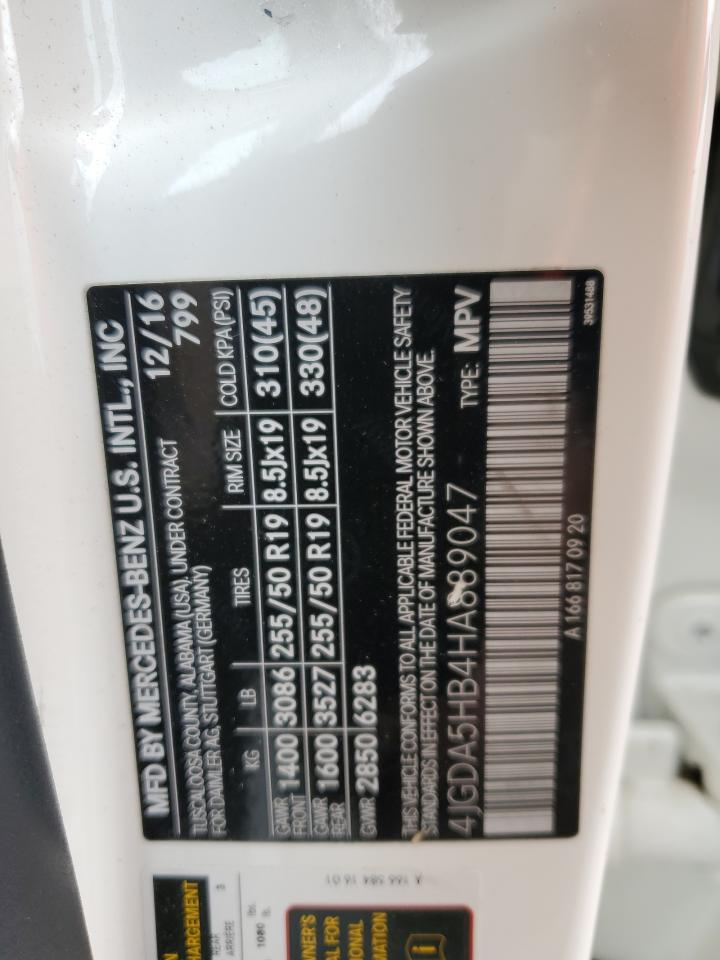 2017 Mercedes-Benz Gle 350 4Matic VIN: 4JGDA5HB4HA889047 Lot: 90319685