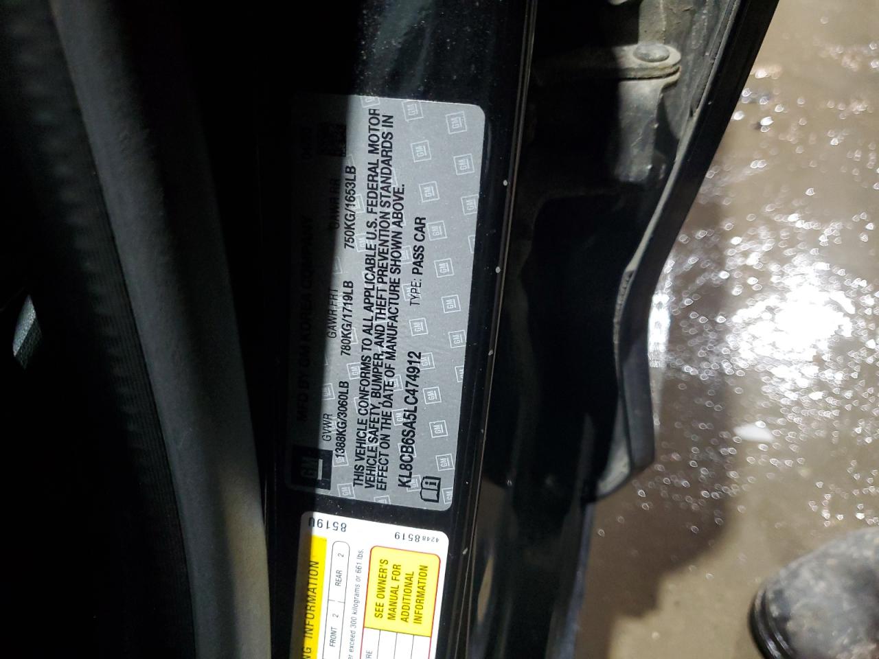 2020 Chevrolet Spark Ls VIN: KL8CB6SA5LC474912 Lot: 92614995